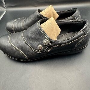 Clarks Bendables Loafers Black Leather 62637 Comfort Shoes Size 10 Slip On